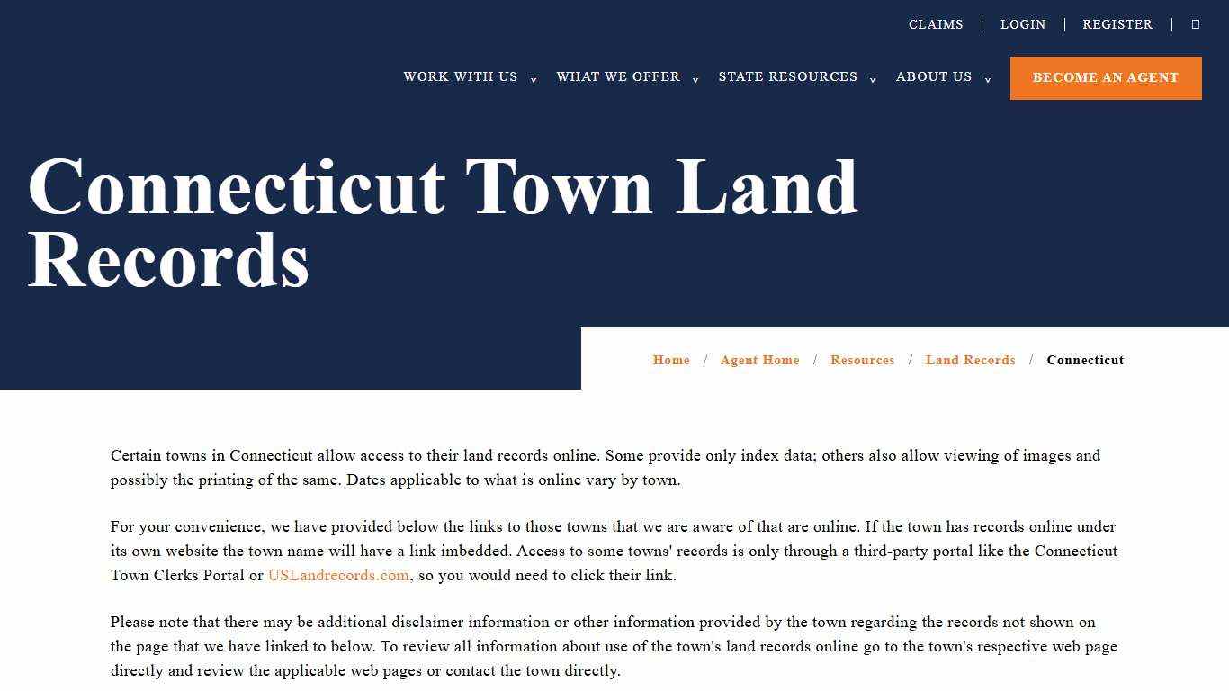 Connecticut Town Land Records | CATIC